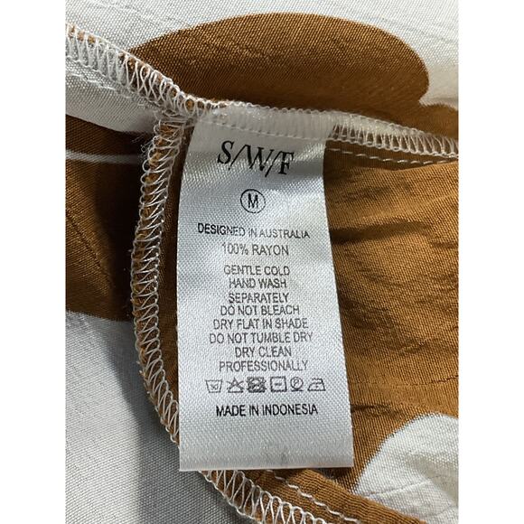 Swf Pleated Abstract Brown Floral Maxi Skirt Size M - Picture 5 of 5